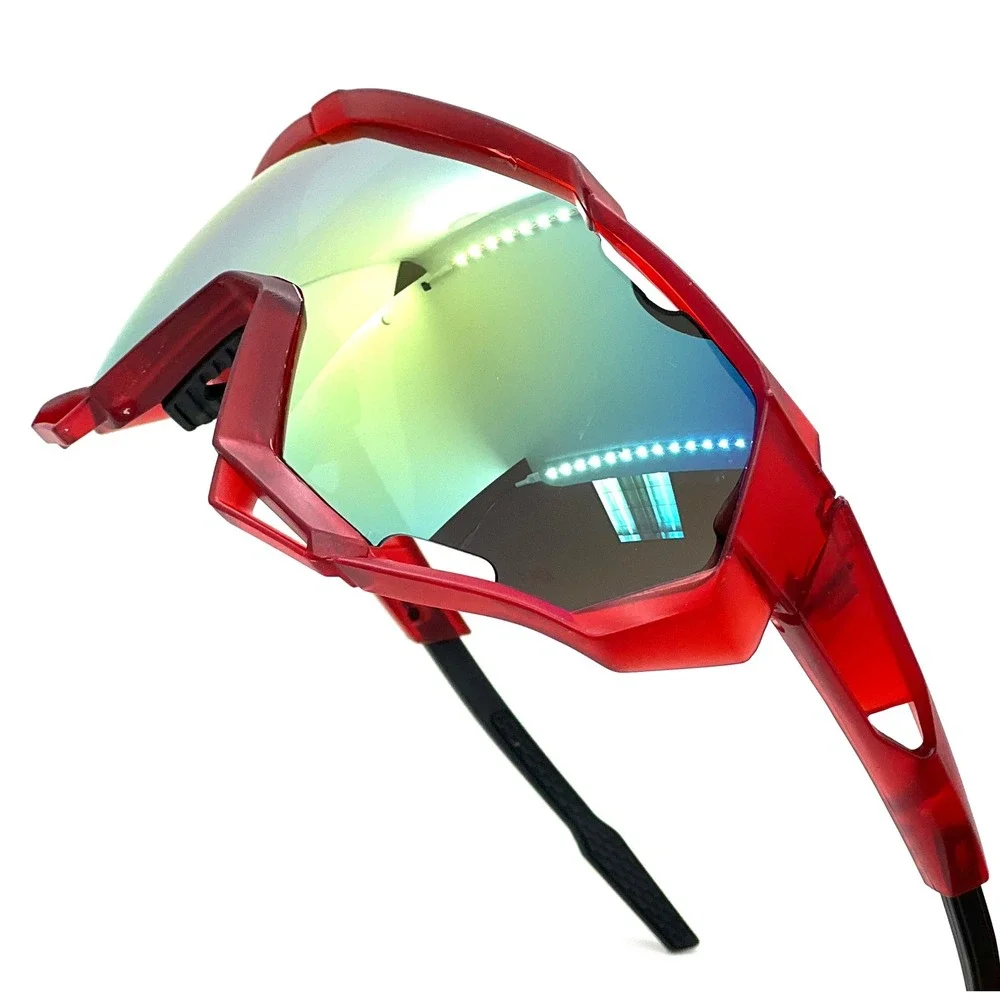 Mens Red Sport Shield Sunglasses Mirrored Lens Cycling Mountain‎ Biking Eyewear